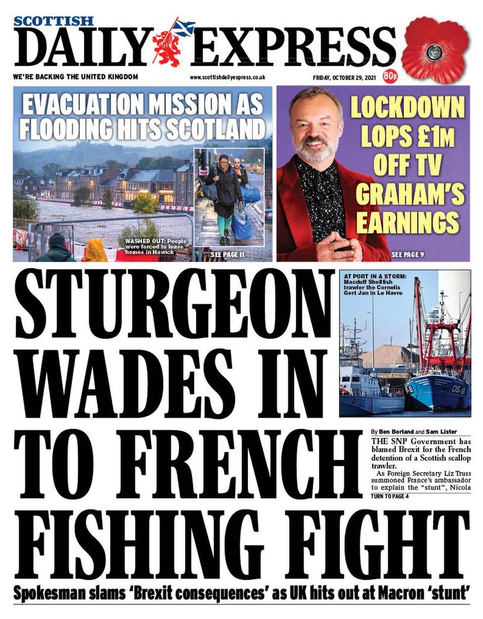 Scotland s papers Scots boat impounded in France and COP26 waste