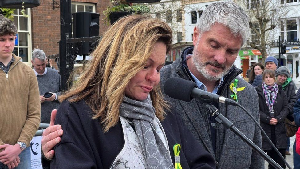 Image of Emma and David Webber giving a speech in Taunton