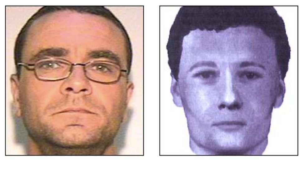 Andy Malkinson's custody picture - and the e-fit of the suspect