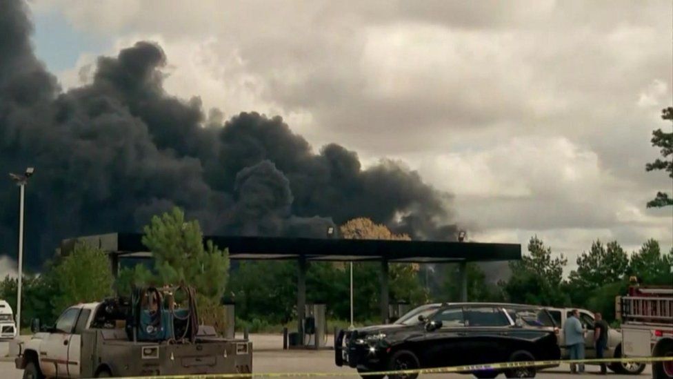Smoke billowing from the explosion in Texas