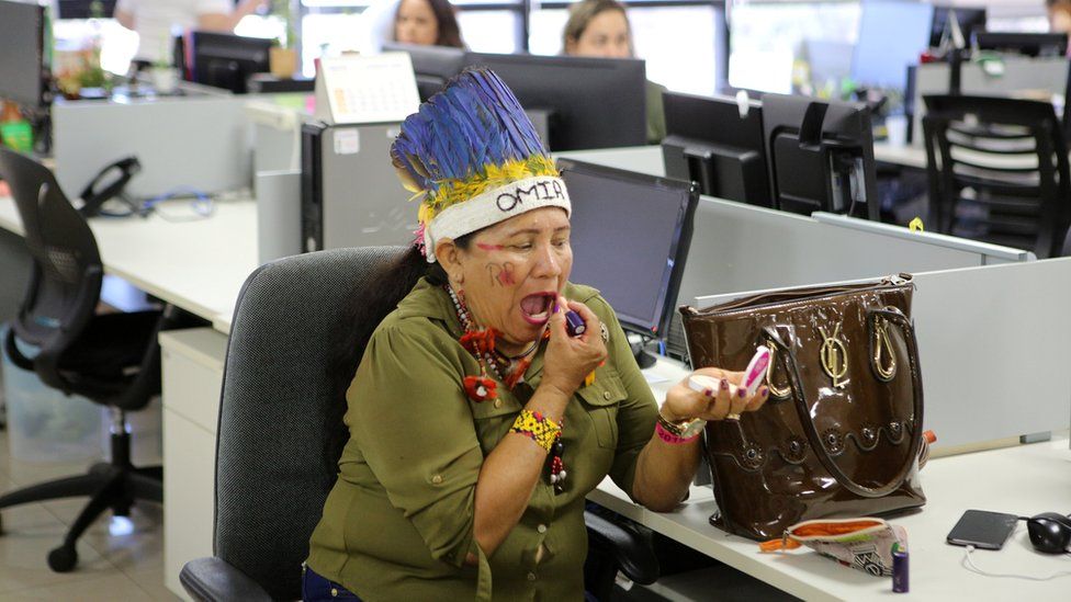 Indigenous women occupy the headquarters of the indigenous health department, during an indigenous women forum to demand respect for their rights