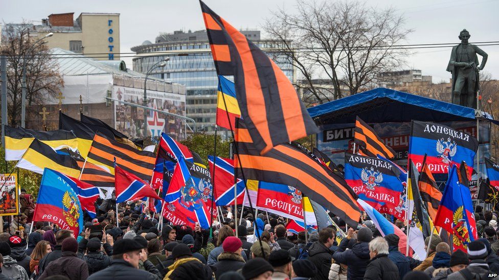 Russian nationalist rally backing Donetsk separatists - Moscow, Oct 2014
