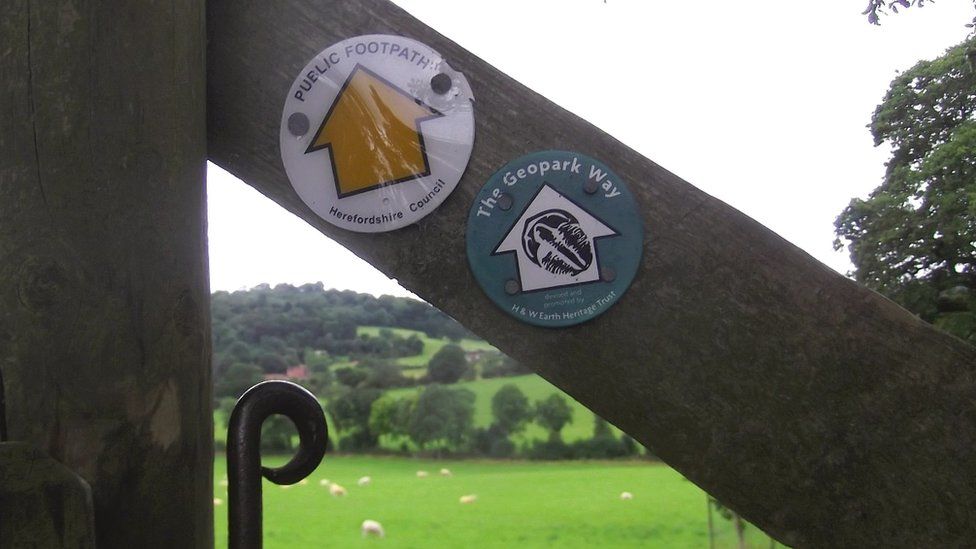 A public right of way sign in Herefordshire