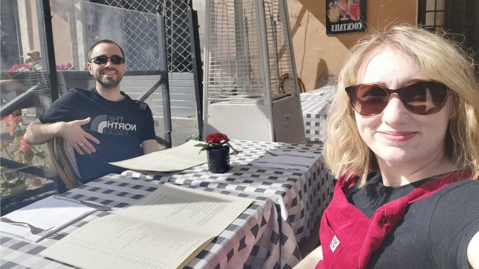 Hannah Butcher and her husband Sean on holiday to Rome