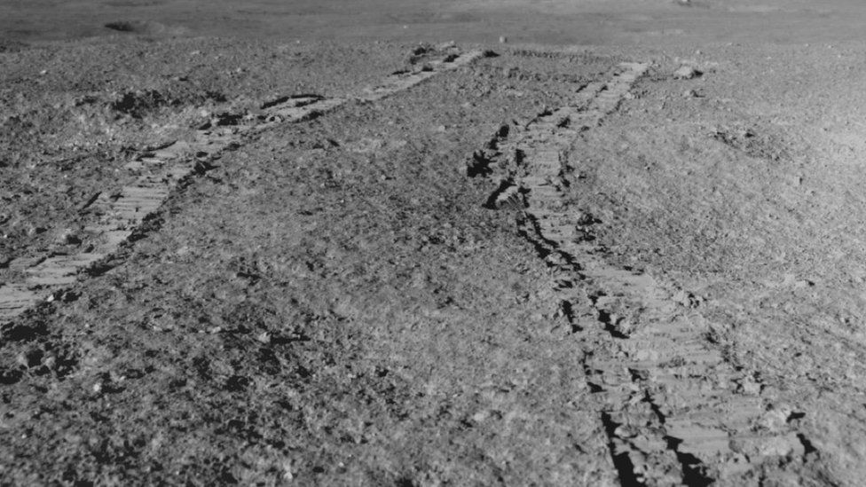 The Moon rover reversed its path after encountering a crater