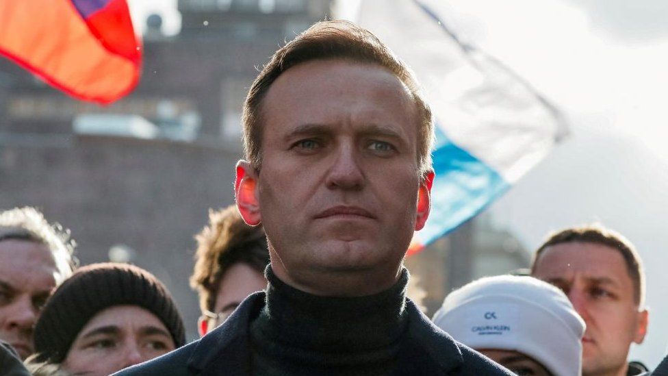 Russian opposition leader Alexei Navalny takes part in a rally in Moscow