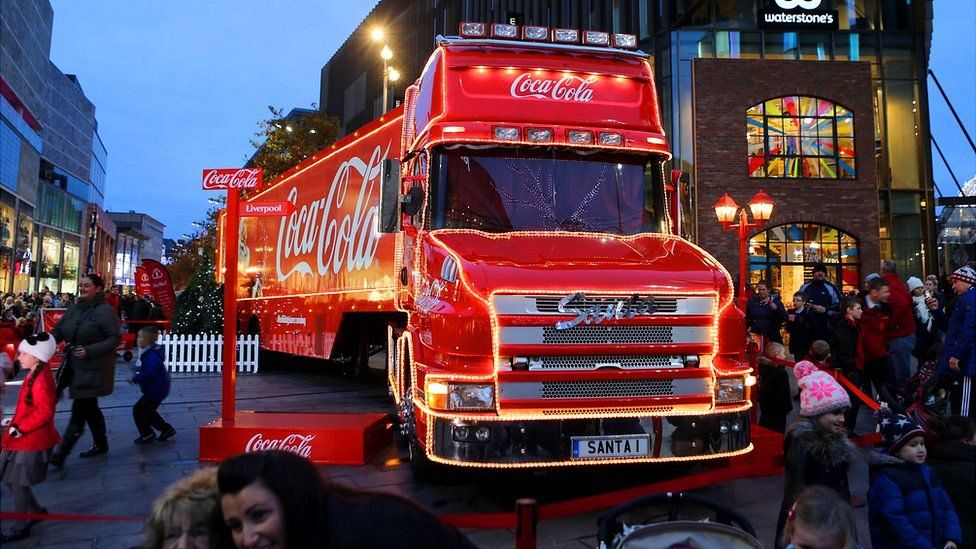 Coca-Cola Christmas truck in Liverpool city centre