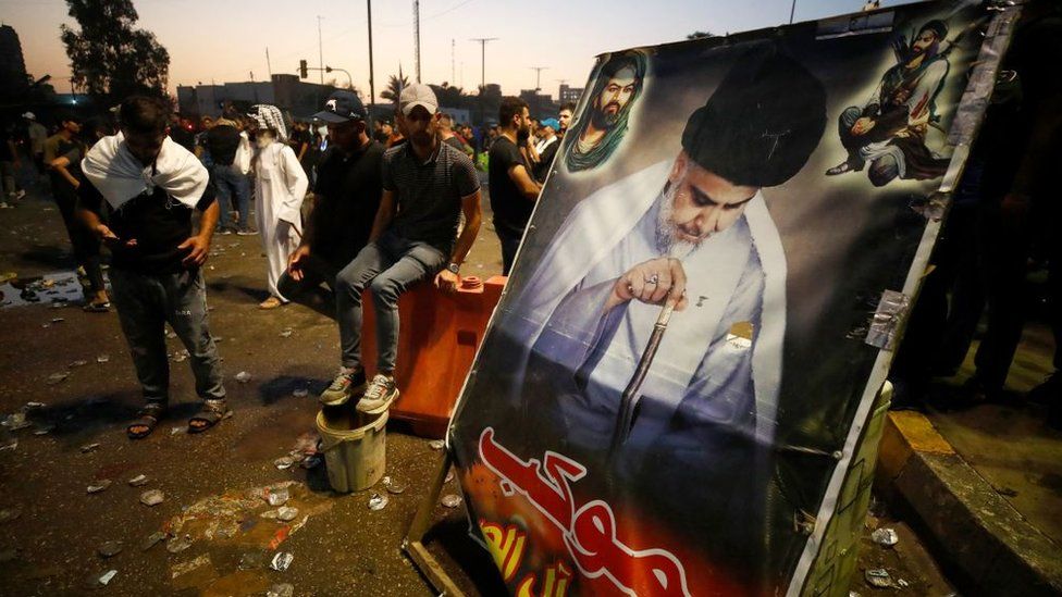 Supporters of Moqtada al-Sadr protesting in Baghdad