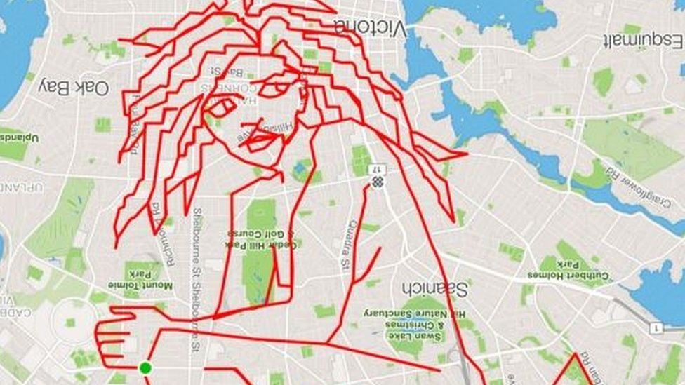 Strava draws pictures with his bike and BBC