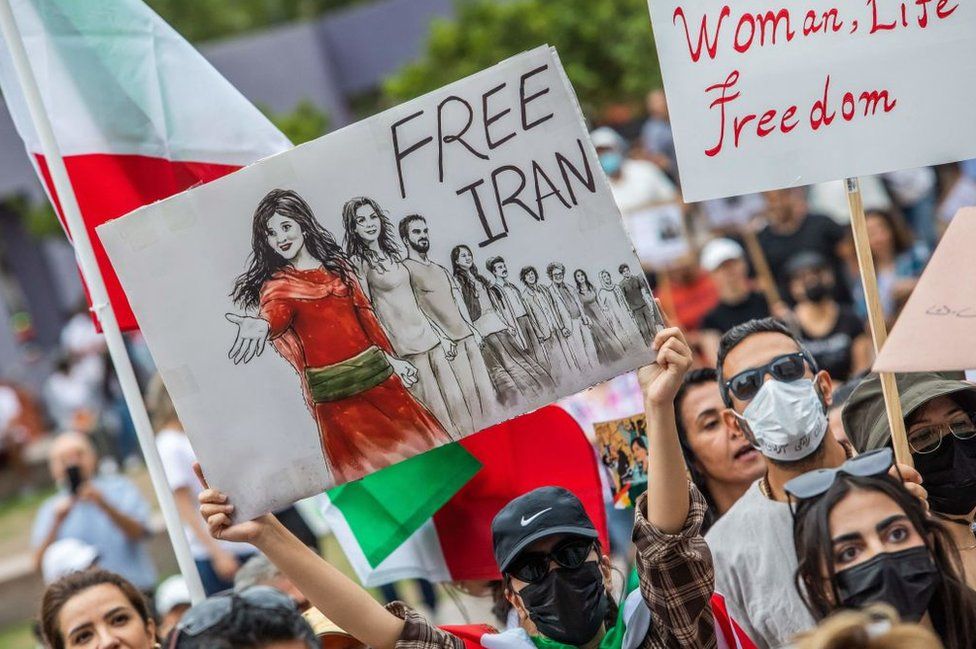 A protest in Los Angeles in October in support of women in Iran