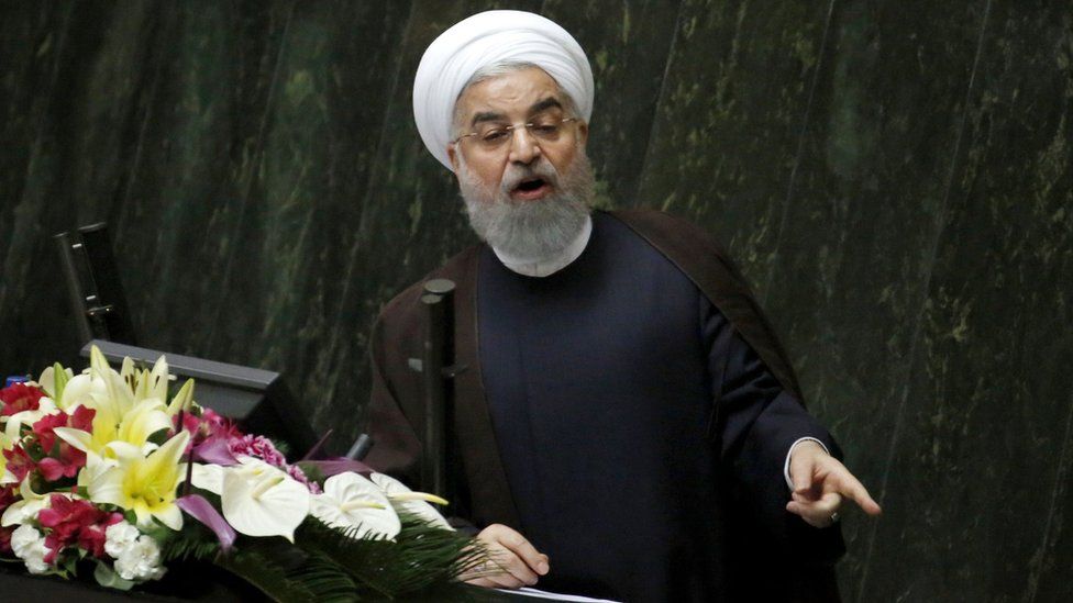 President Hassan Rouhani addresses the Iranian parliament on 15 August 2017
