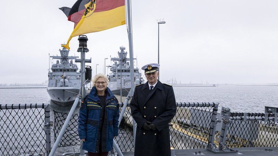 Kay-Achim Schönbach pictured with Defence Minister Christine Lambrecht