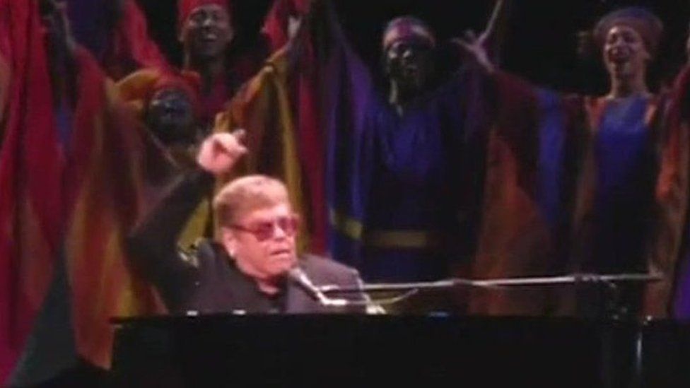 Sir Elton John on set of Lion King