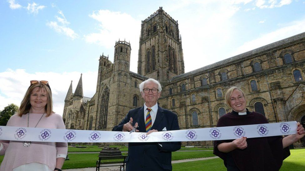(from left) Councillor Elizabeth Scott, portfolio holder for economy and partnerships at Durham County Council; Ivor Stolliday, chairman of Visit County Durham; Rev Canon Charlie Allen, canon chancellor of Durham Cathedral