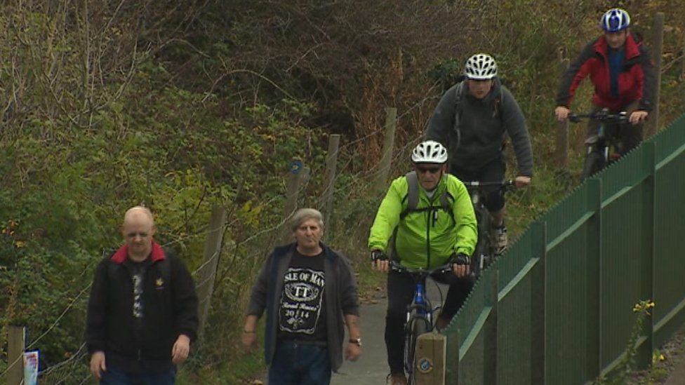 Cyclists and walkers took part in the demonstration on Saturday