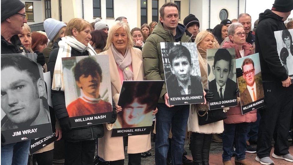 families of bloody Sunday taking part in a walk of remembrance on 50th anniversary