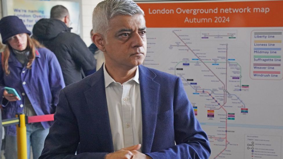 Mayor of London Sadiq Khan during a visit to Highbury and Islington underground station, north London, to announce that London Overground services will be split into separate lines, which will be given individual names and colours to make the network easier to navigate