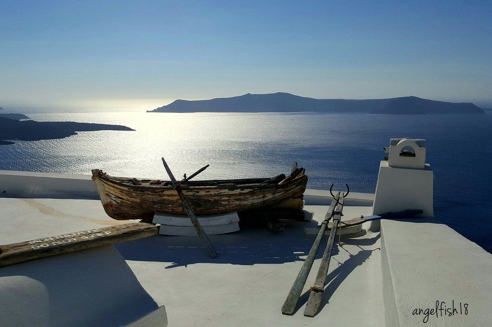 Boat in Thira, Santorini
