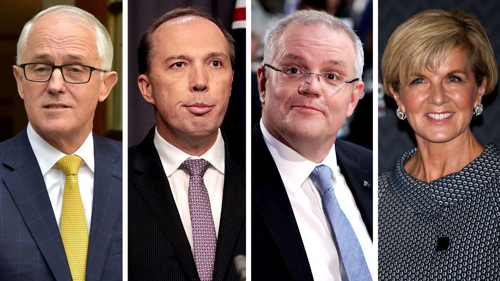 From let to right: Malcolm Turnbull, Peter Dutton, Scott Morrison, Julie Bishop