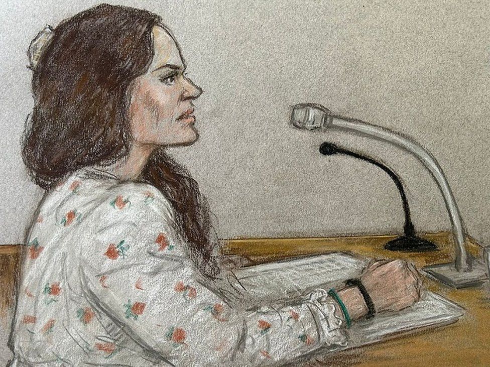 Court artist's sketch of Constance Marten giving evidence