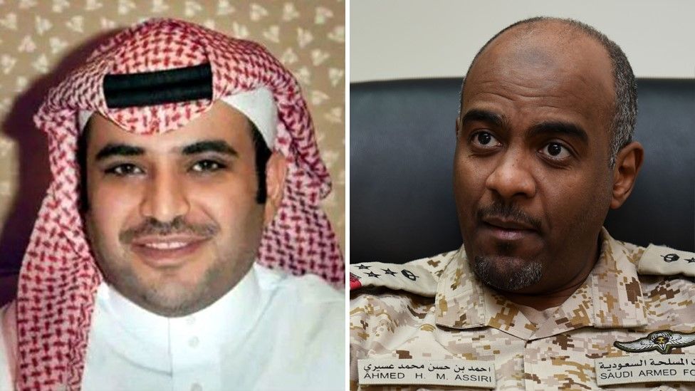 File photos of Saud al-Qahtani (left) and Ahmed al-Asiri (right)