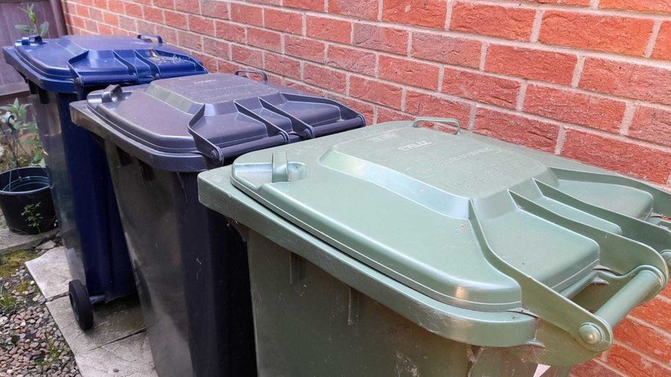 Three wheelie bins