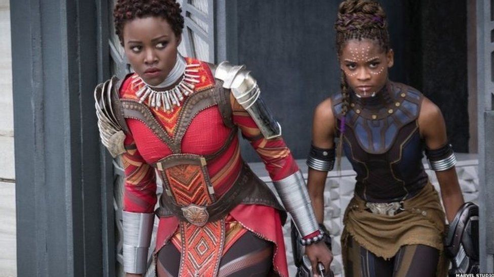 Lupita Nyong'o and Letitia Wright in Black Panther