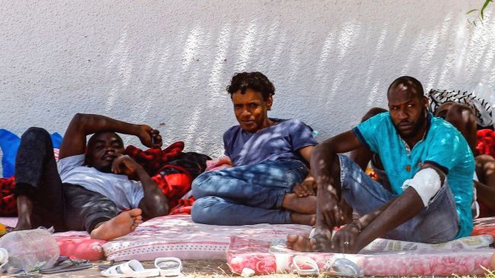 African migrants from the Tajoura Detention Centre in Libya in July 2019