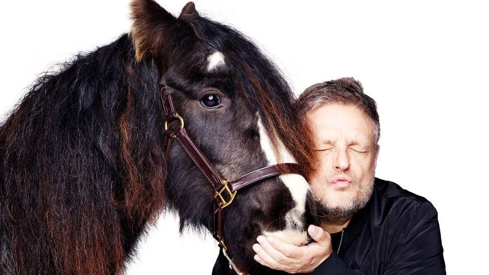 Rankin self-portrait with Blue Cross horse, Splodge for the animal welfare charity's 120th anniversary in 2021.