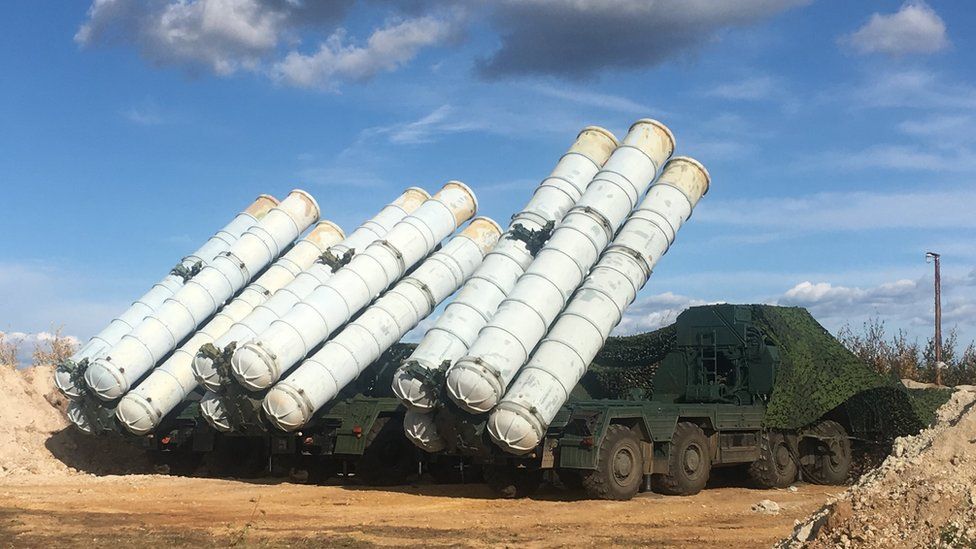 Russian defence ministry handout showing S-300 surface-to-air missile system taking part in Vostok 2018 (East 2018) military exercise in Russia (5 September 2018)