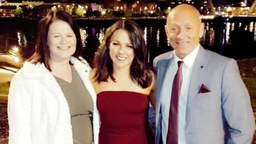 Rachel McHugh with her parents Eleanor and Liam