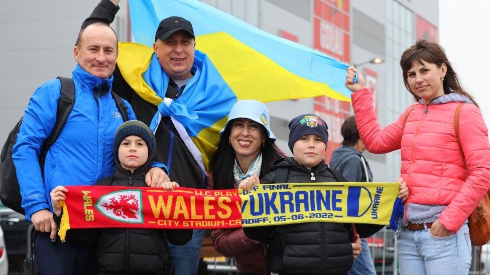 Ukraine fans show support for Sunday's game in Cardiff