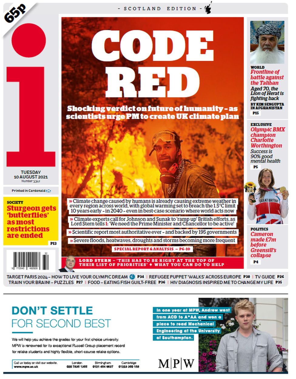 Scotland's papers Climate 'catastrophe' and pass rates 'to decline