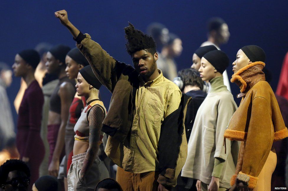 Models present creations at Kanye West's Yeezy Season 3 Collection presentation and listening party for the The Life of Pablo album during New York Fashion