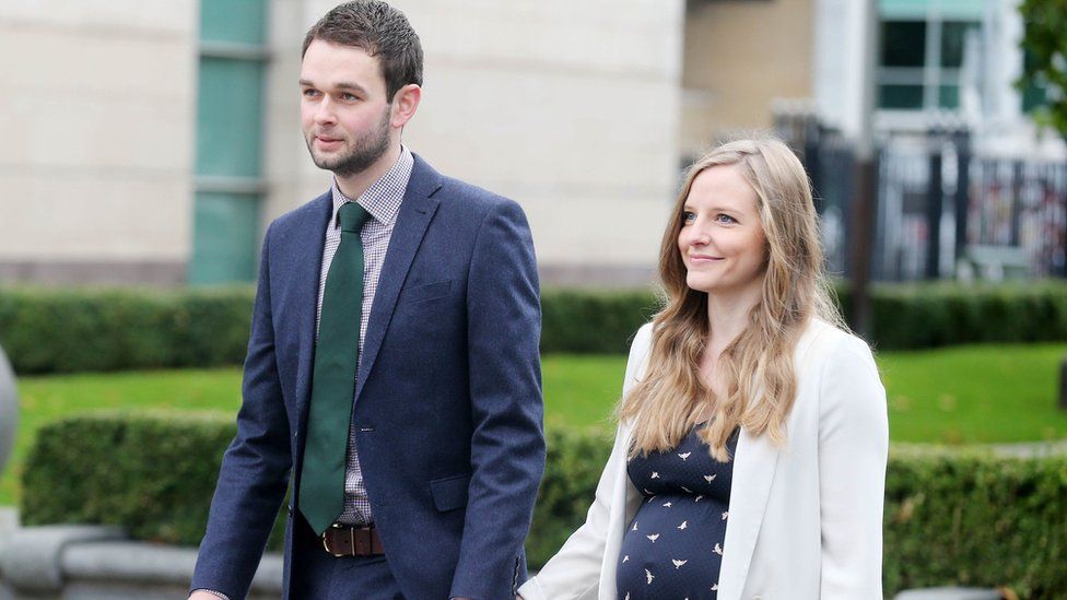 Daniel and Amy McArthur outside the court
