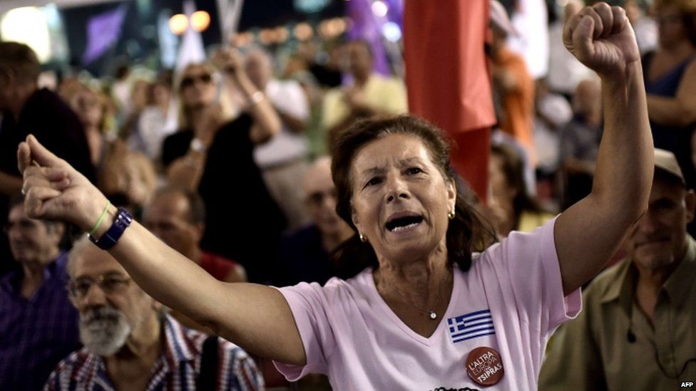 Syriza supporters celebrate victory in the Greek election
