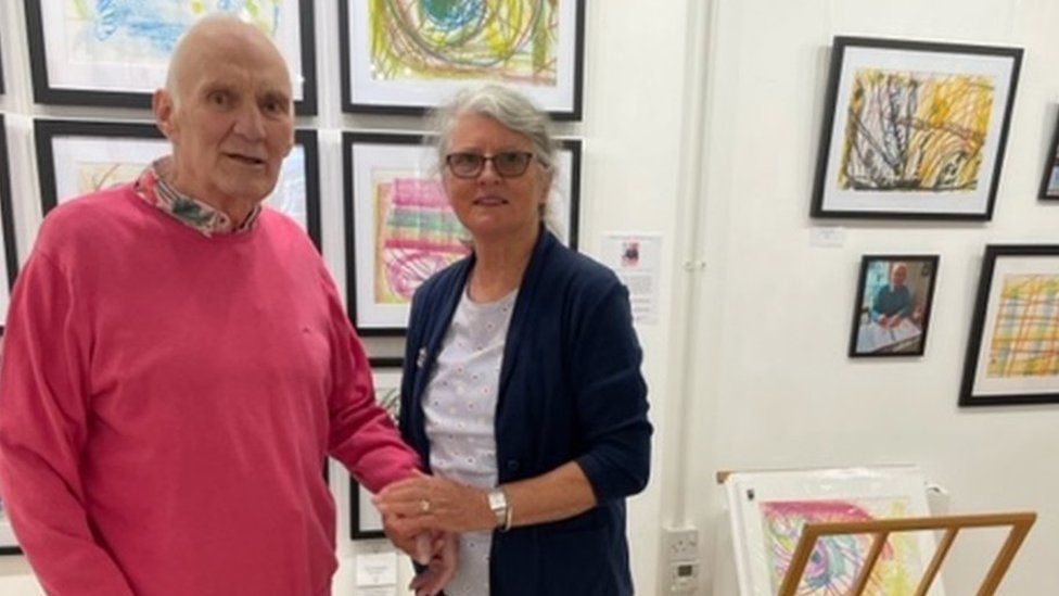 Philip and Wendy Watmough at his exhibition at The Eagle gallery in Bedford