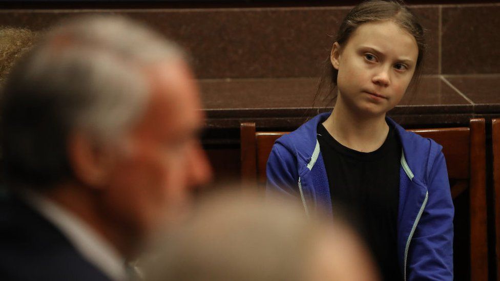Greta Thunberg attends a Senate Climate Change Task Force meeting on Capitol Hil
