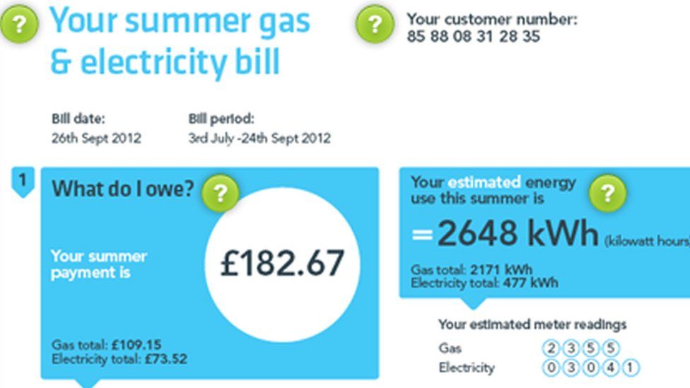 Sample energy bill