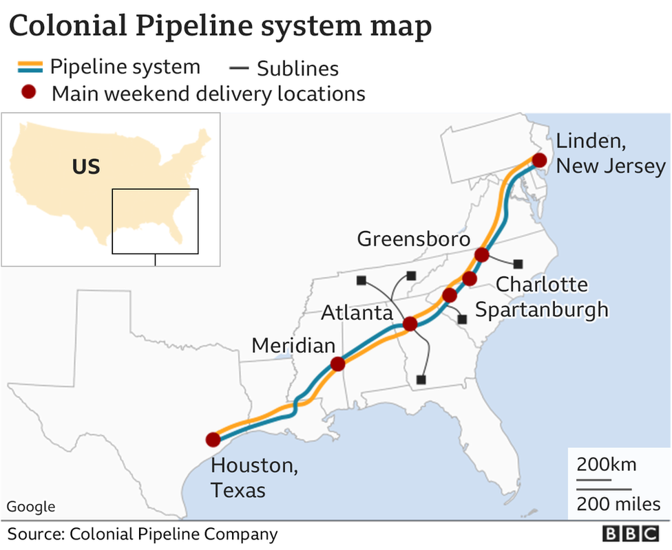 Route of the Colonial Pipeline