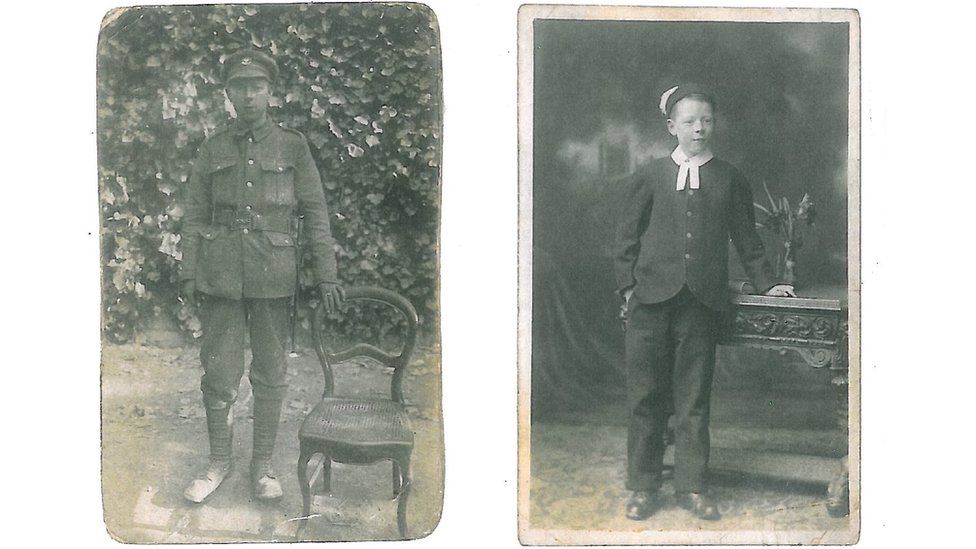 "Uncle Ted" in his military uniform, and when he was a teenager living in Bath