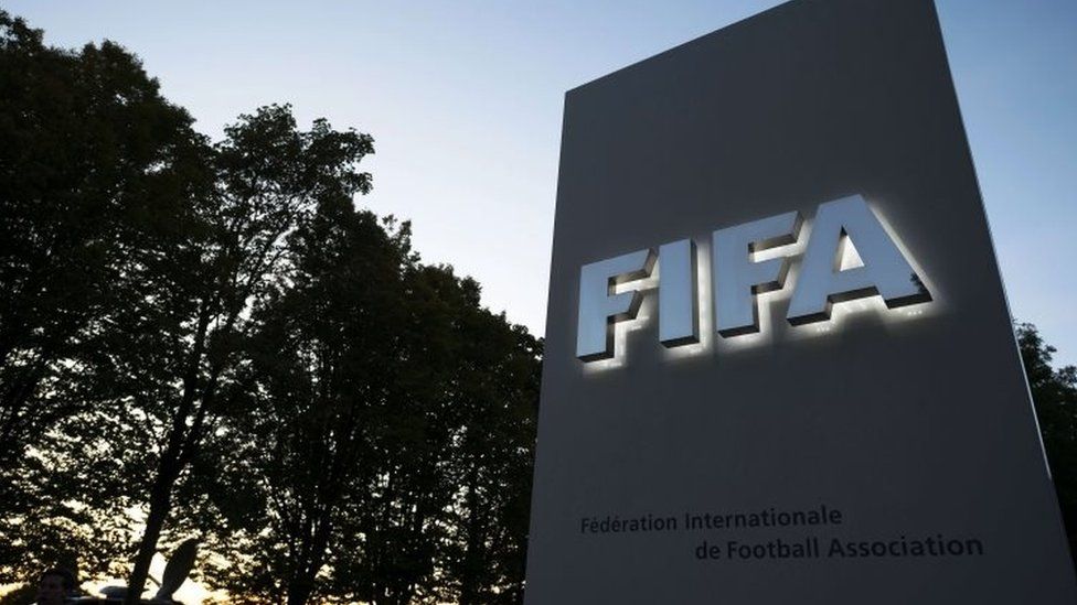 The entrance sign to the Fifa world football governing body's headquarters in Zurich (15 September 2015)