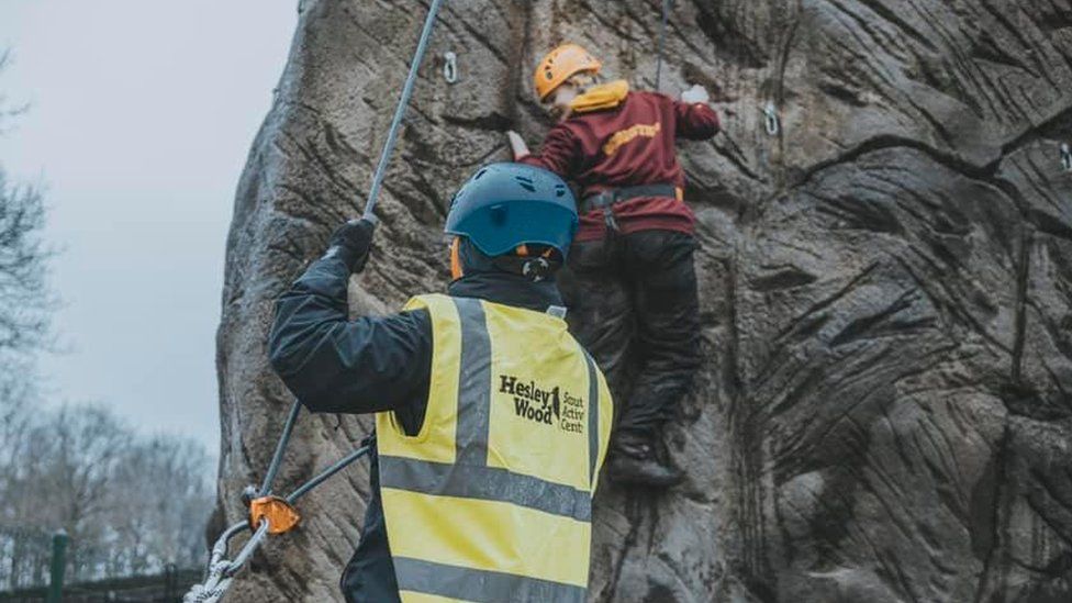 South Yorkshire Scouts rock-climbing