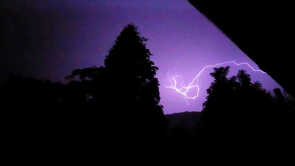 Thunder and lightning was spotted overnight in Penmon, Anglesey