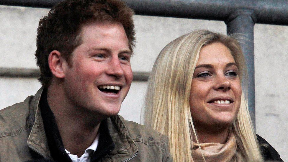 Prince Harry and Chelsy Davy at a the rugby union match in London, 2009