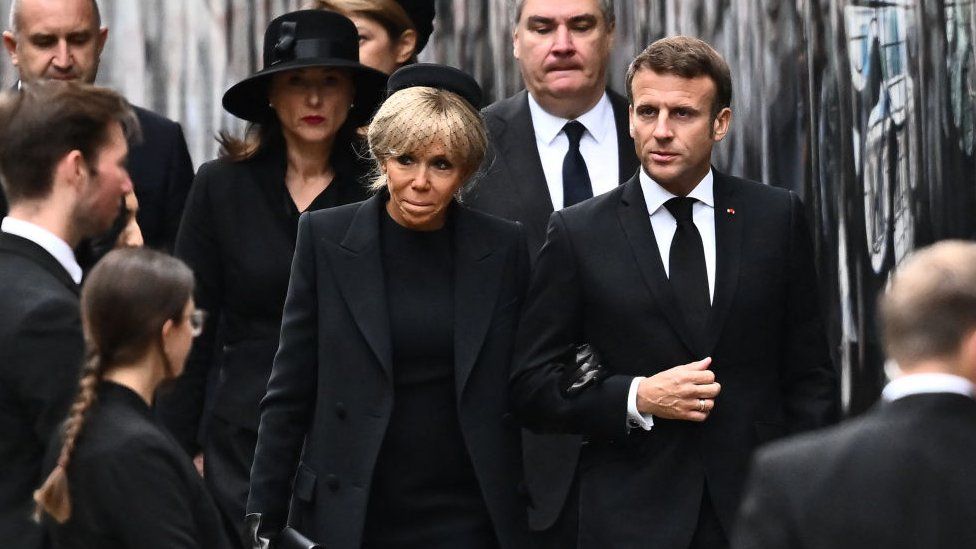 President Macron and Brigitte Macron arrive at Westminster Abbey