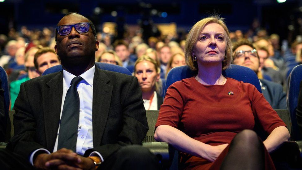 Chancellor of the Exchequer Kwasi Kwarteng and Britain's Prime Minister Liz Truss