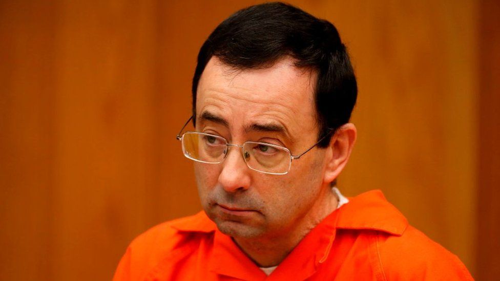 Former USA Gymnastics doctor Larry Nassar pictured during his sentencing hearing in 2018