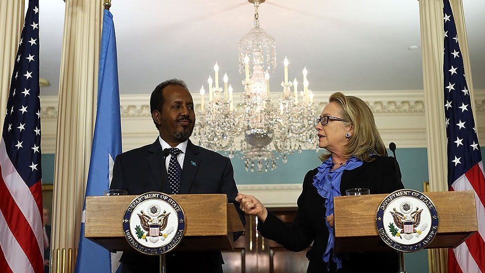 Hassan Sheikh Mohamud and Hillary Clinton