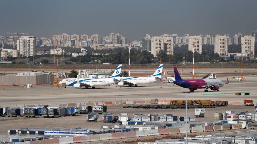 Airplanes at Ben Gurion airport in Lod